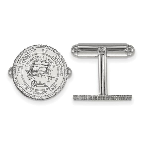 Sterling Silver University of Illinois Crest Cuff Links